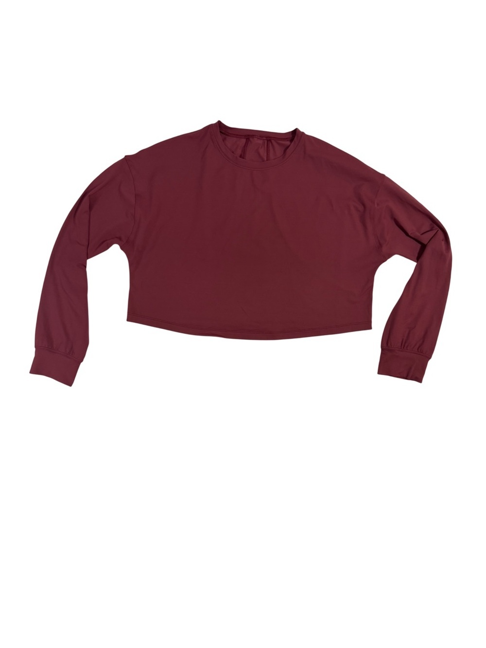 Lululemon Women Cropped Long Sleeve Athletic Top Burgundy Workout Yoga Gym SizeS